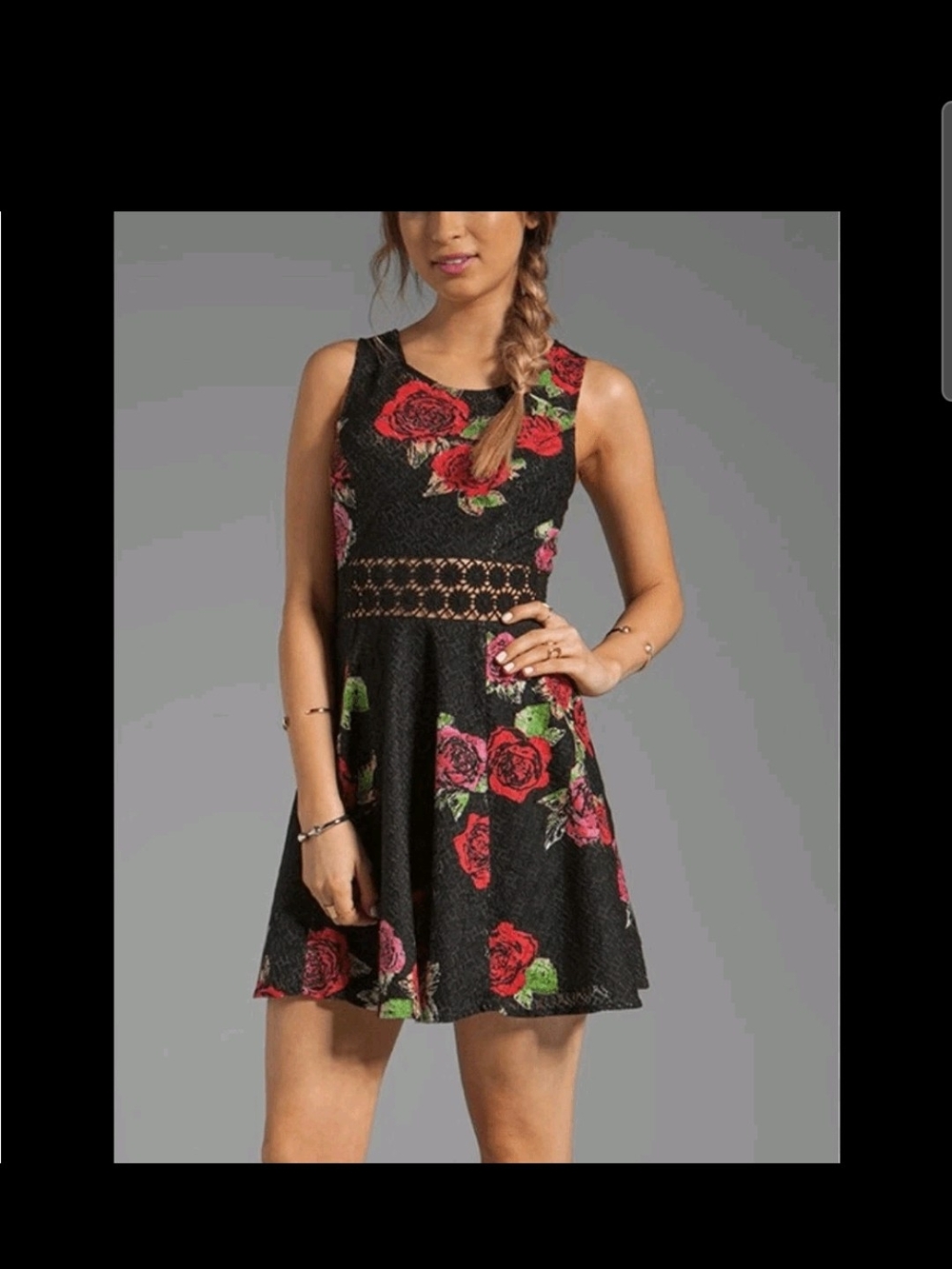 Vintage Free People Daisy Waist Rose Dress